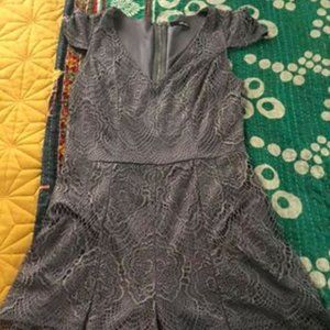 Gray Lacy Lulu's Romper